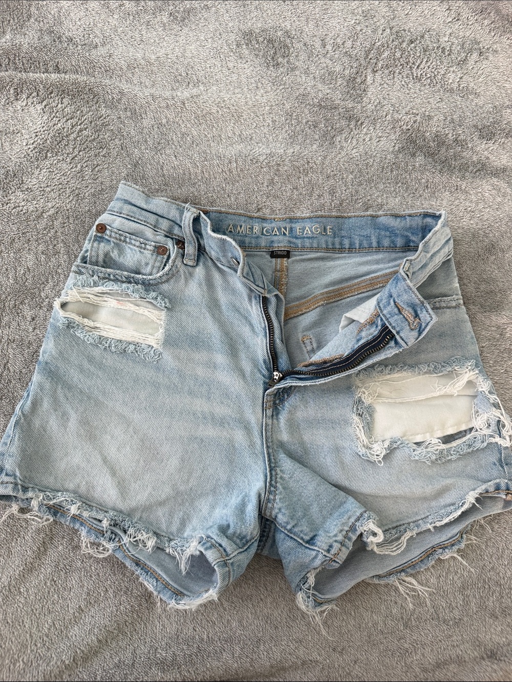 American Eagle Outfitters Light Wash Distressed Denim Shorts